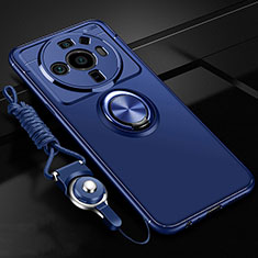 Custodia Silicone Ultra Sottile Morbida Cover con Magnetico Anello Supporto A05 per Xiaomi Mi 12S Ultra 5G Blu