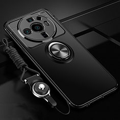 Custodia Silicone Ultra Sottile Morbida Cover con Magnetico Anello Supporto A05 per Xiaomi Mi 12S Ultra 5G Nero