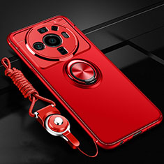 Custodia Silicone Ultra Sottile Morbida Cover con Magnetico Anello Supporto A05 per Xiaomi Mi 12S Ultra 5G Rosso