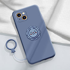 Custodia Silicone Ultra Sottile Morbida Cover con Magnetico Anello Supporto A06 per Apple iPhone 13 Mini Grigio Lavanda