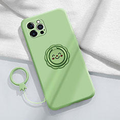 Custodia Silicone Ultra Sottile Morbida Cover con Magnetico Anello Supporto A06 per Apple iPhone 13 Pro Max Verde