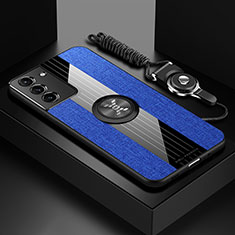 Custodia Silicone Ultra Sottile Morbida Cover con Magnetico Anello Supporto A06 per Samsung Galaxy S21 FE 5G Blu