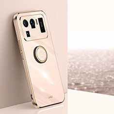 Custodia Silicone Ultra Sottile Morbida Cover con Magnetico Anello Supporto A06 per Xiaomi Mi 11 Ultra 5G Oro
