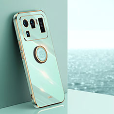 Custodia Silicone Ultra Sottile Morbida Cover con Magnetico Anello Supporto A06 per Xiaomi Mi 11 Ultra 5G Verde