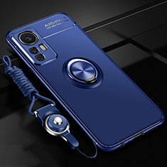Custodia Silicone Ultra Sottile Morbida Cover con Magnetico Anello Supporto A06 per Xiaomi Mi 12 Pro 5G Blu