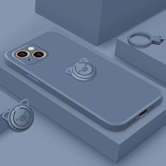 Custodia Silicone Ultra Sottile Morbida Cover con Magnetico Anello Supporto A07 per Apple iPhone 13 Blu