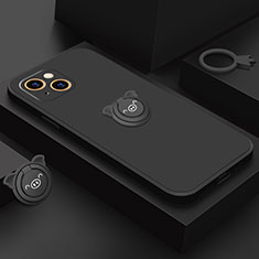 Custodia Silicone Ultra Sottile Morbida Cover con Magnetico Anello Supporto A07 per Apple iPhone 13 Nero
