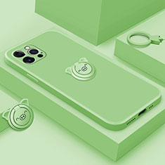 Custodia Silicone Ultra Sottile Morbida Cover con Magnetico Anello Supporto A07 per Apple iPhone 13 Pro Max Verde