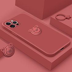 Custodia Silicone Ultra Sottile Morbida Cover con Magnetico Anello Supporto A07 per Apple iPhone 13 Pro Rosso