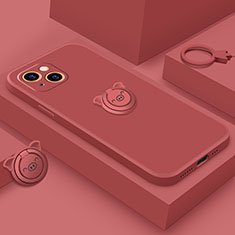 Custodia Silicone Ultra Sottile Morbida Cover con Magnetico Anello Supporto A07 per Apple iPhone 13 Rosso