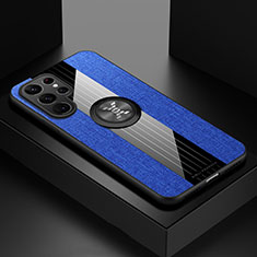 Custodia Silicone Ultra Sottile Morbida Cover con Magnetico Anello Supporto A07 per Samsung Galaxy S24 Ultra 5G Blu