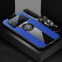Custodia Silicone Ultra Sottile Morbida Cover con Magnetico Anello Supporto A07 per Vivo iQOO 9 5G Blu
