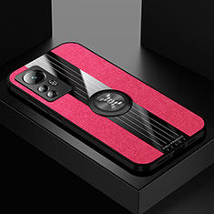 Custodia Silicone Ultra Sottile Morbida Cover con Magnetico Anello Supporto A07 per Xiaomi Mi 12 5G Rosso