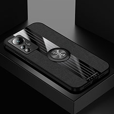 Custodia Silicone Ultra Sottile Morbida Cover con Magnetico Anello Supporto A07 per Xiaomi Mi 12S 5G Nero