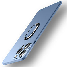 Custodia Silicone Ultra Sottile Morbida Cover con Magnetico Anello Supporto A09 per Apple iPhone 14 Pro Max Cielo Blu