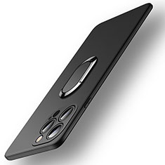 Custodia Silicone Ultra Sottile Morbida Cover con Magnetico Anello Supporto A09 per Apple iPhone 14 Pro Max Nero