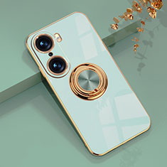 Custodia Silicone Ultra Sottile Morbida Cover con Magnetico Anello Supporto AN1 per Huawei Honor 60 Pro 5G Verde Pastello