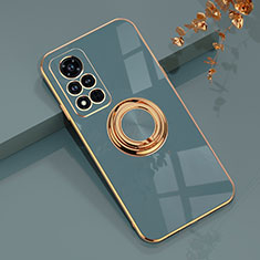 Custodia Silicone Ultra Sottile Morbida Cover con Magnetico Anello Supporto AN1 per Huawei Honor V40 5G Grigio Lavanda