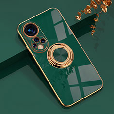 Custodia Silicone Ultra Sottile Morbida Cover con Magnetico Anello Supporto AN1 per Huawei Nova 9 Pro Verde