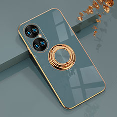 Custodia Silicone Ultra Sottile Morbida Cover con Magnetico Anello Supporto AN1 per Huawei P50 Pro Grigio Lavanda