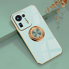 Custodia Silicone Ultra Sottile Morbida Cover con Magnetico Anello Supporto AN1 per Xiaomi Mi Mix 4 5G Verde Pastello