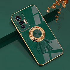 Custodia Silicone Ultra Sottile Morbida Cover con Magnetico Anello Supporto AN2 per Vivo X70t Verde