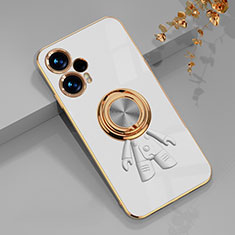 Custodia Silicone Ultra Sottile Morbida Cover con Magnetico Anello Supporto AN2 per Xiaomi Poco F5 5G Bianco