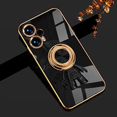 Custodia Silicone Ultra Sottile Morbida Cover con Magnetico Anello Supporto AN2 per Xiaomi Poco F5 5G Nero