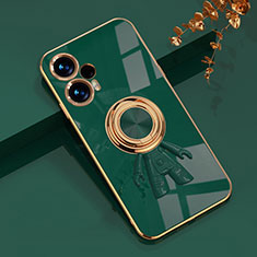 Custodia Silicone Ultra Sottile Morbida Cover con Magnetico Anello Supporto AN2 per Xiaomi Poco F5 5G Verde