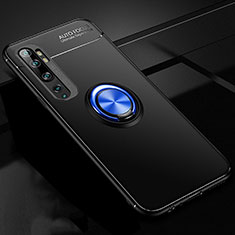 Custodia Silicone Ultra Sottile Morbida Cover con Magnetico Anello Supporto D02 per Xiaomi Mi Note 10 Blu e Nero