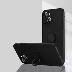 Custodia Silicone Ultra Sottile Morbida Cover con Magnetico Anello Supporto G01 per Apple iPhone 14 Nero