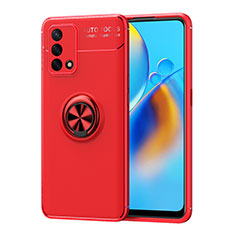 Custodia Silicone Ultra Sottile Morbida Cover con Magnetico Anello Supporto JM1 per Oppo A74 4G Rosso