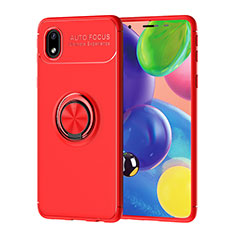 Custodia Silicone Ultra Sottile Morbida Cover con Magnetico Anello Supporto JM1 per Samsung Galaxy A01 Core Rosso