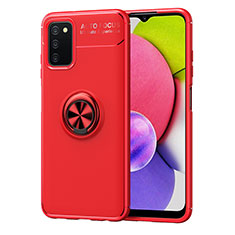 Custodia Silicone Ultra Sottile Morbida Cover con Magnetico Anello Supporto JM1 per Samsung Galaxy A02s Rosso