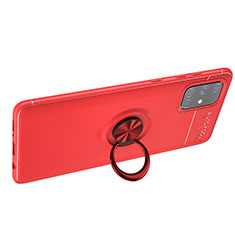 Custodia Silicone Ultra Sottile Morbida Cover con Magnetico Anello Supporto JM1 per Samsung Galaxy A51 4G Rosso