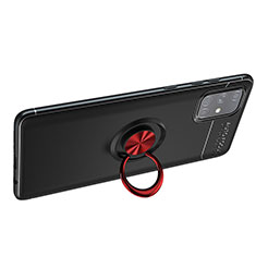 Custodia Silicone Ultra Sottile Morbida Cover con Magnetico Anello Supporto JM1 per Samsung Galaxy A51 4G Rosso e Nero