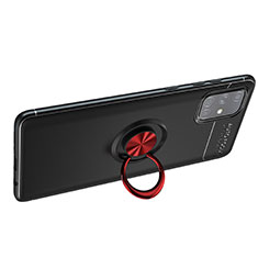 Custodia Silicone Ultra Sottile Morbida Cover con Magnetico Anello Supporto JM1 per Samsung Galaxy A71 4G A715 Rosso e Nero