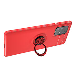 Custodia Silicone Ultra Sottile Morbida Cover con Magnetico Anello Supporto JM1 per Samsung Galaxy A91 Rosso