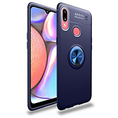 Custodia Silicone Ultra Sottile Morbida Cover con Magnetico Anello Supporto JM1 per Samsung Galaxy M01s Blu