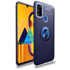 Custodia Silicone Ultra Sottile Morbida Cover con Magnetico Anello Supporto JM1 per Samsung Galaxy M30s Blu