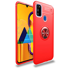 Custodia Silicone Ultra Sottile Morbida Cover con Magnetico Anello Supporto JM1 per Samsung Galaxy M30s Rosso