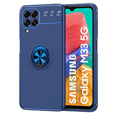 Custodia Silicone Ultra Sottile Morbida Cover con Magnetico Anello Supporto JM1 per Samsung Galaxy M33 5G Blu