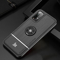 Custodia Silicone Ultra Sottile Morbida Cover con Magnetico Anello Supporto JM1 per Xiaomi Redmi 9T 4G Nero