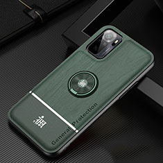 Custodia Silicone Ultra Sottile Morbida Cover con Magnetico Anello Supporto JM1 per Xiaomi Redmi Note 10 4G Verde