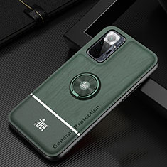 Custodia Silicone Ultra Sottile Morbida Cover con Magnetico Anello Supporto JM1 per Xiaomi Redmi Note 10 Pro 4G Verde