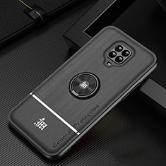 Custodia Silicone Ultra Sottile Morbida Cover con Magnetico Anello Supporto JM1 per Xiaomi Redmi Note 9 Pro Nero