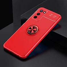 Custodia Silicone Ultra Sottile Morbida Cover con Magnetico Anello Supporto JM2 per Oppo A55S 5G Rosso