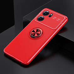 Custodia Silicone Ultra Sottile Morbida Cover con Magnetico Anello Supporto JM2 per Oppo K10 5G Rosso