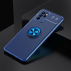 Custodia Silicone Ultra Sottile Morbida Cover con Magnetico Anello Supporto JM2 per Oppo Reno6 Z 5G Blu