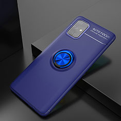 Custodia Silicone Ultra Sottile Morbida Cover con Magnetico Anello Supporto JM2 per Samsung Galaxy A71 4G A715 Blu